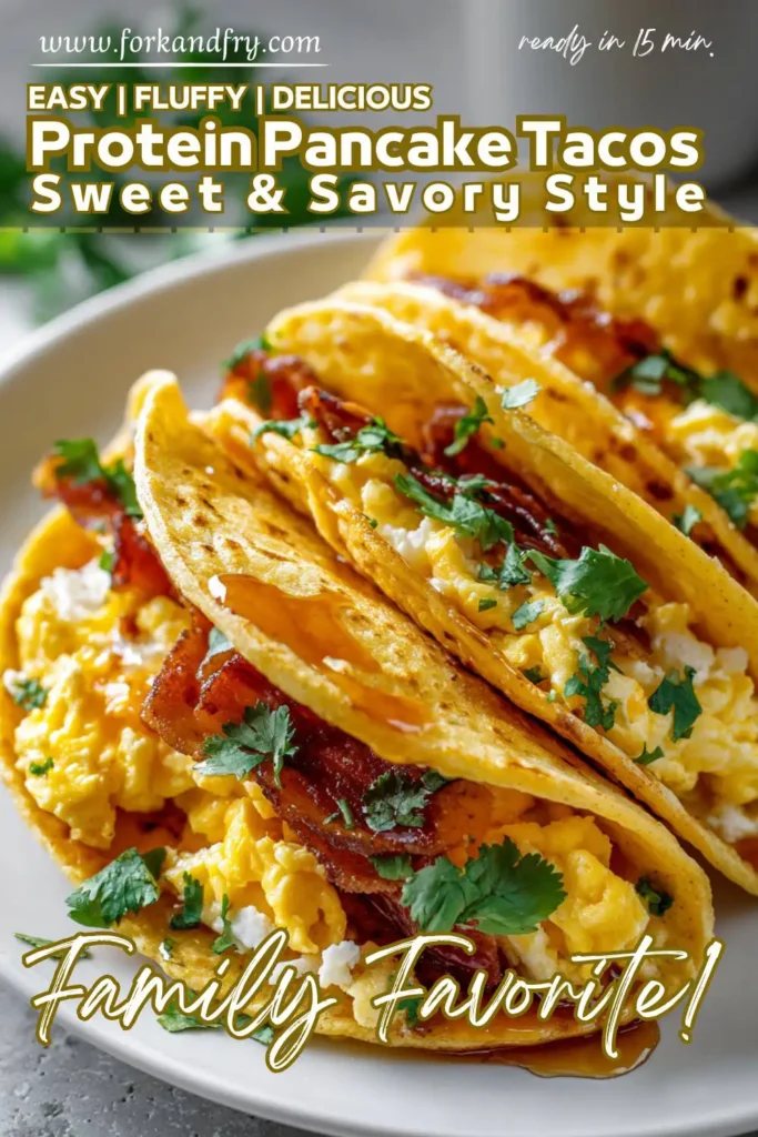 Sweet and savory breakfast tacos made from protein pancakes.