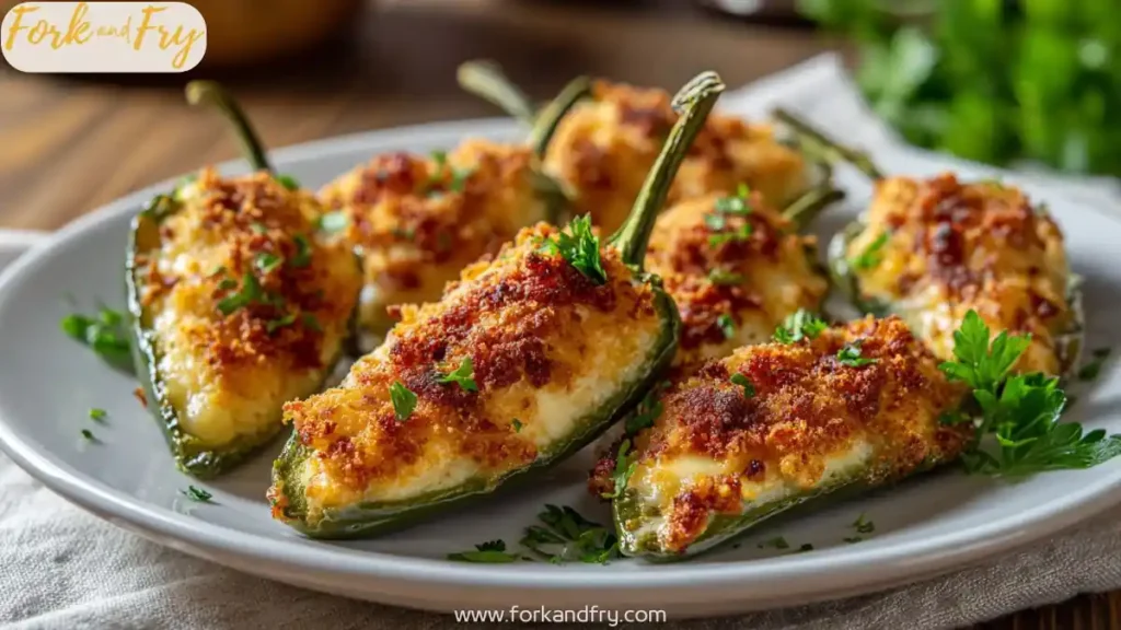Baked jalapeño poppers with creamy cheddar and beef bacon