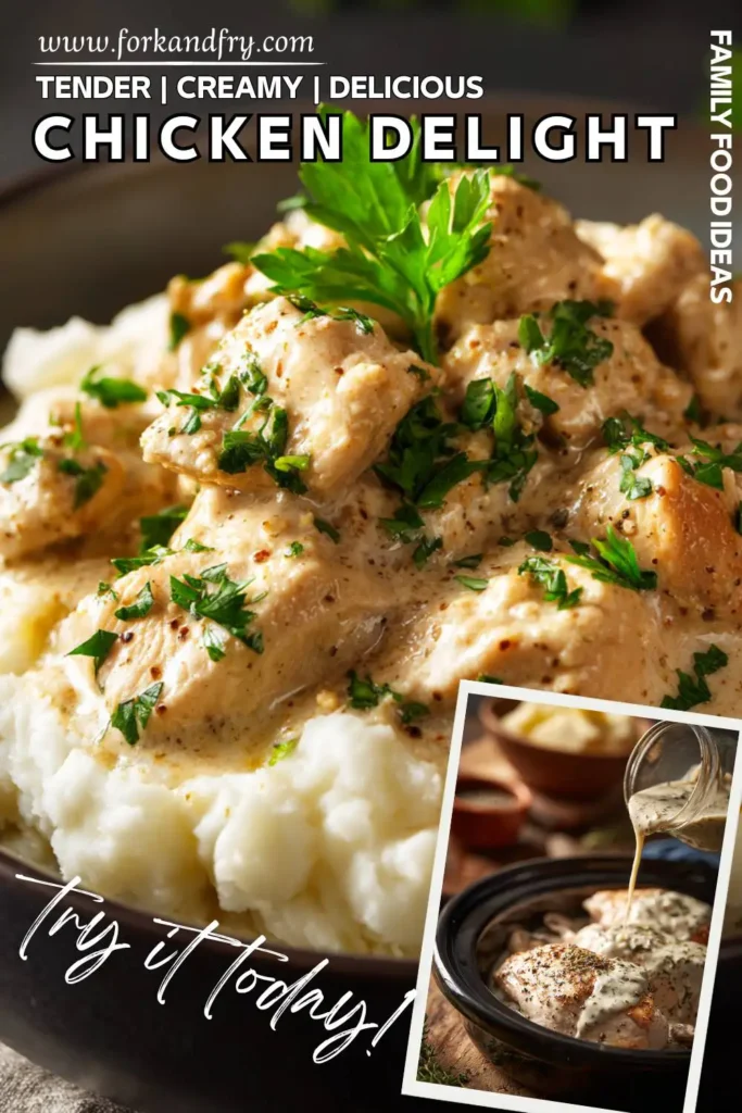 Cream Cheese Chicken in Slow Cooker Creamy chicken dish made in slow cooker with Italian dressing mix