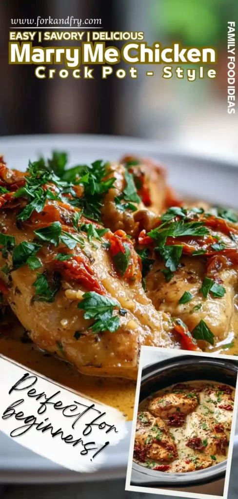 Easy Marry Me Chicken in the Crockpot homemade Rich and creamy chicken recipe with sundried tomatoes