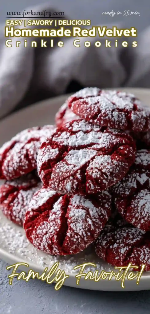 Easy Red Sugar Crinkle Cookies Recipe Red sugar crinkle cookies with fudgy centers and crisp edges, great for batch baking or dessert platters.