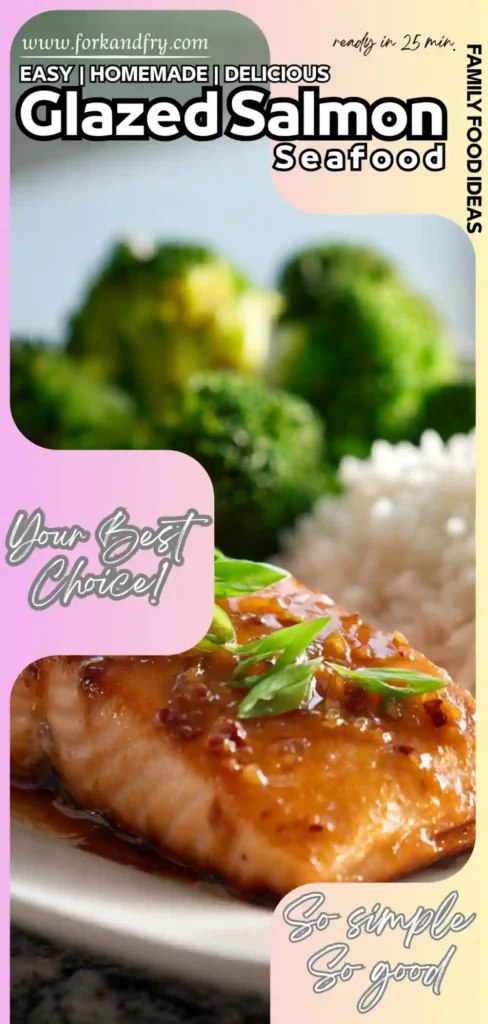 Easy Salmon Recipe with Sticky Garlic Glaze Seared salmon fillets glazed with sweet garlic sauce