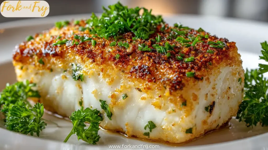 Garlic Parmesan Crusted Halibut