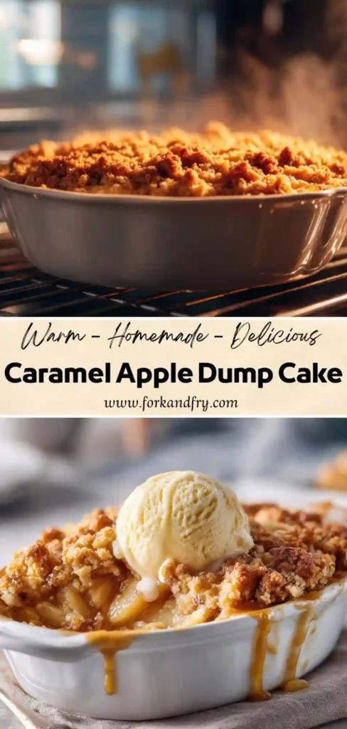 Gooey Caramel Apple Cake for Fall Golden-baked caramel apple cake ready to serve