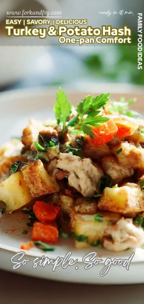 Healthy Skillet Turkey Dinner Skillet turkey dinner with diced potatoes and peas