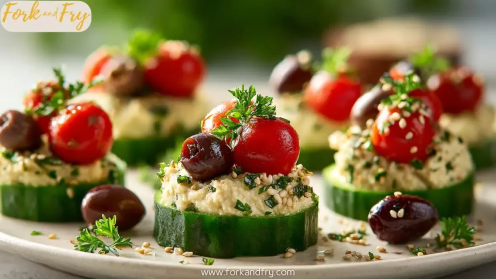 Easy 5-Minute Hummus Cucumber Bites