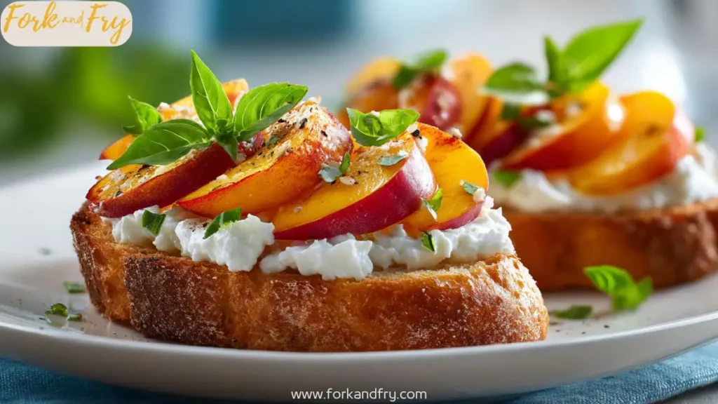 Quick Peach Bruschetta with Creamy Ricotta