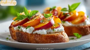 Quick Peach Bruschetta with Whipped Ricotta
