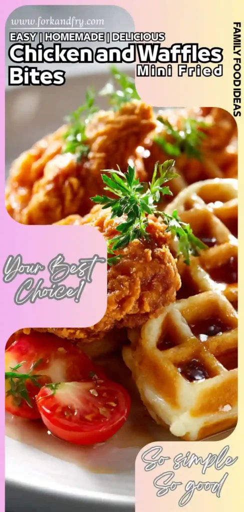 crispy mini fried chicken on golden waffles crispy mini fried chicken on golden waffles with maple syrup and cherry tomatoes