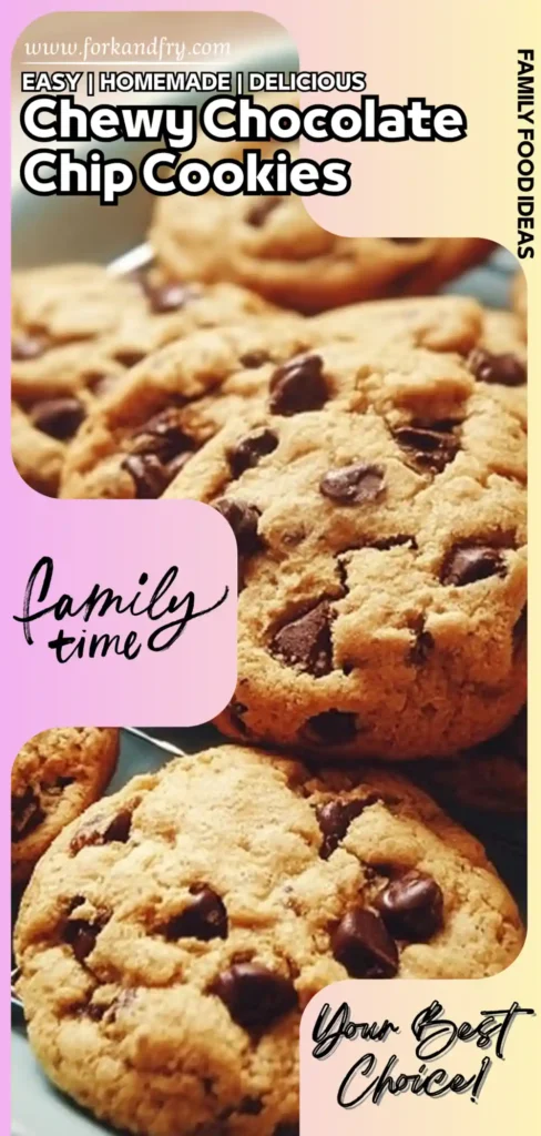 Chewy Chocolate Chip Cookies – Homemade u0026 Irresistible Soft and chewy chocolate chip cookies stacked and cooling on a rack, golden and gooey