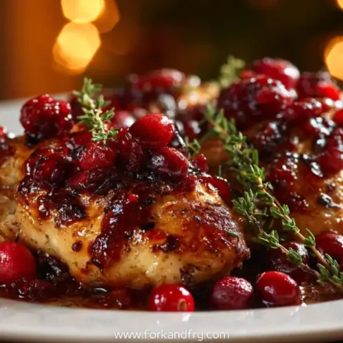 baked chicken breasts topped with cranberry glaze brie and fresh thyme
