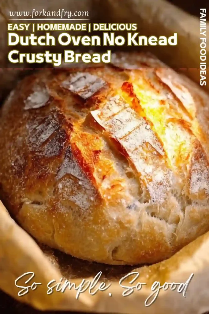 Easy Dutch Oven No Knead Bread Recipe dutch oven no knead bread with golden crust in parchment-lined pan