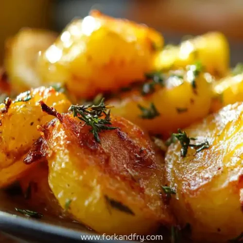 crispy roasted lemon potatoes with golden crust and fresh herbs