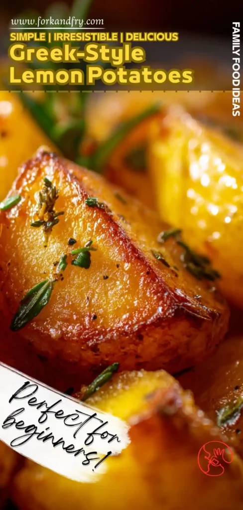 golden herb‑roasted lemon potatoes on a rustic plate