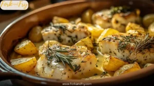 Cod and Potatoes in Rosemary Cream Sauce