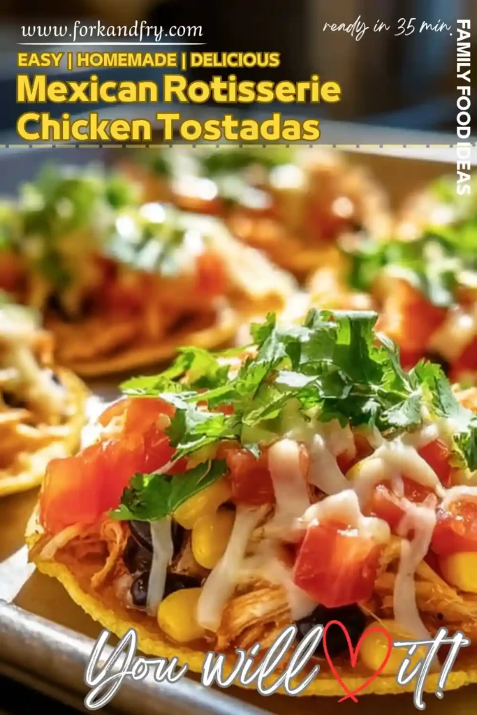 mexican rotisserie chicken tostadas with fresh toppings crispy mexican rotisserie chicken tostada topped with melted cheese corn black beans diced tomato and fresh cilantro
