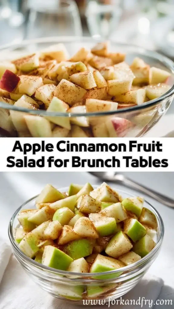 Apple Cinnamon Fruit Salad – Perfect for Brunch Inspiration apple cinnamon fruit salad in glass bowls with bold text overlay for brunch ideas