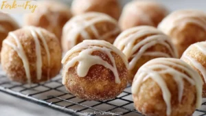 Cinnamon Sugar Baked Donut Holes with Vanilla Glaze