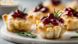 Cranberry Brie Puff Pastry Bites with Rosemary Honey