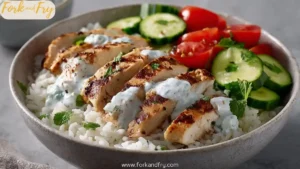 Greek Chicken Souvlaki Bowls with Tzatziki and Rice