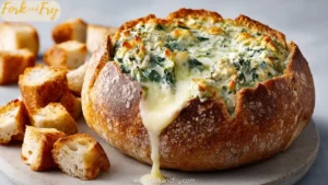 Hot Spinach Artichoke Dip in a Bread Bowl