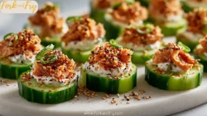 Tuna Cucumber Bites with Everything Bagel Seasoning