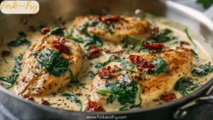 One Pan Tuscan Chicken with Spinach and Sun-Dried Tomatoes