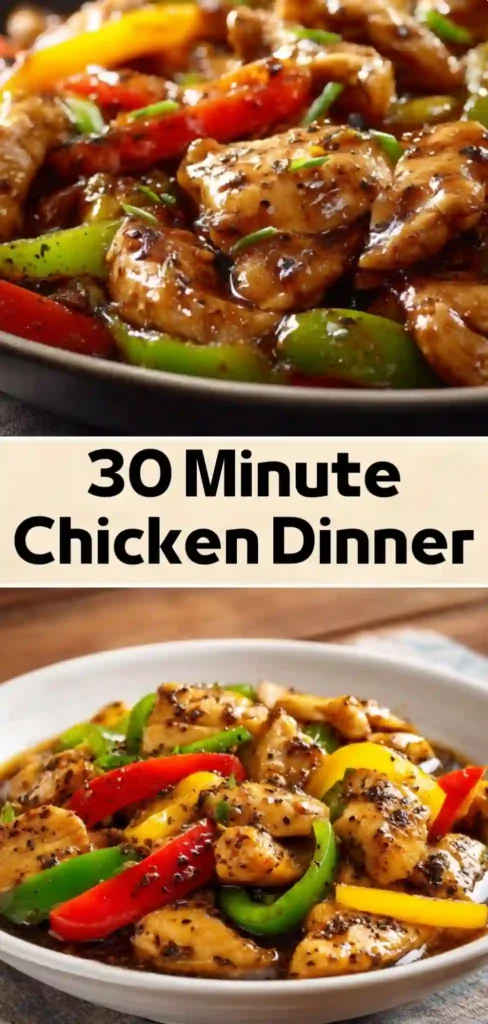 30 Minute Black Pepper Chicken Dinner – Easy Weeknight Recipe 30 minute black pepper chicken with bell peppers in savory stir fry sauce