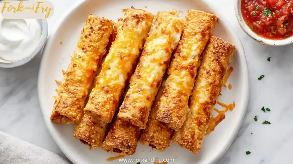 Ground Beef Recipes Turned Into Cheesy Taco Sticks 8 Crispy cheesy taco sticks stuffed with seasoned ground beef served with salsa and sour cream dip