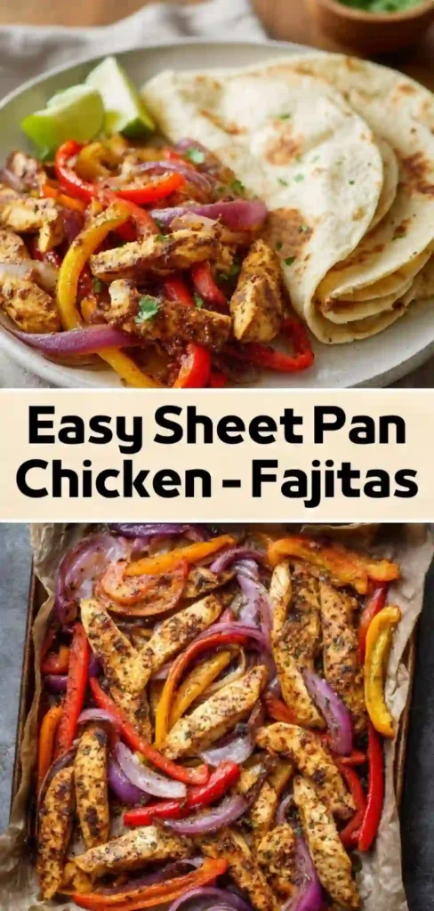 Easy Sheet Pan Chicken Fajitas – Quick Family Dinner Easy sheet pan chicken fajitas with bell peppers and red onions served with tortillas