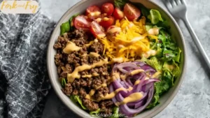 High-Protein Cheeseburger Bowls – Low-Carb Meal Prep with Ground Beef and Burger Sauce
