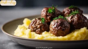 Dinner With Meatballs and Mashed Potatoes Ground Beef Style