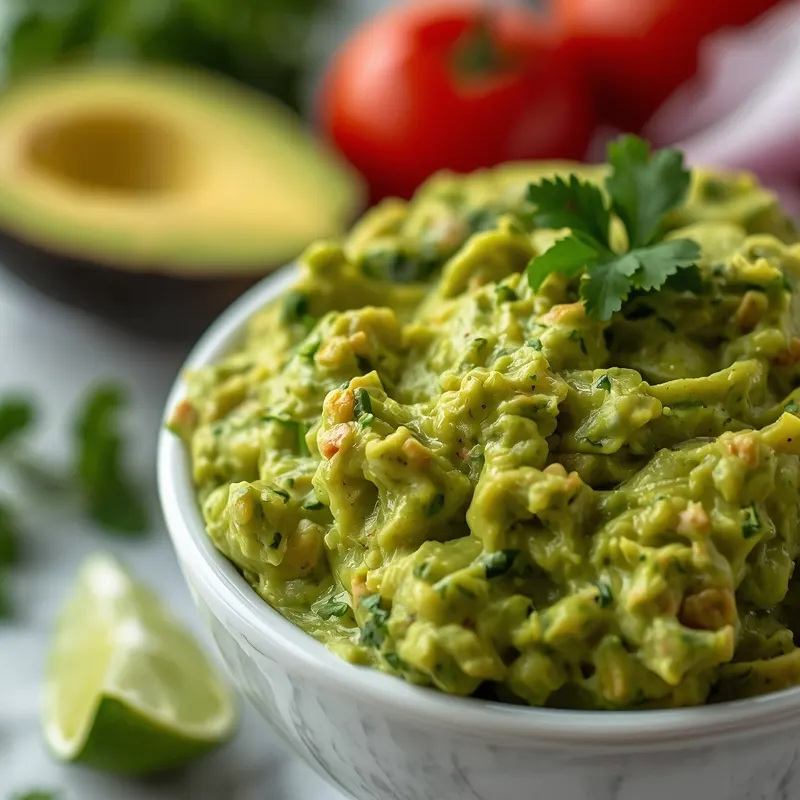 Authentic Mexican Guacamole with Fresh Avocado and Lime