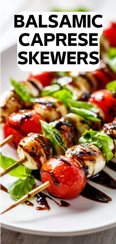 balsamic caprese skewers with mozzarella cherry tomatoes basil and glaze
