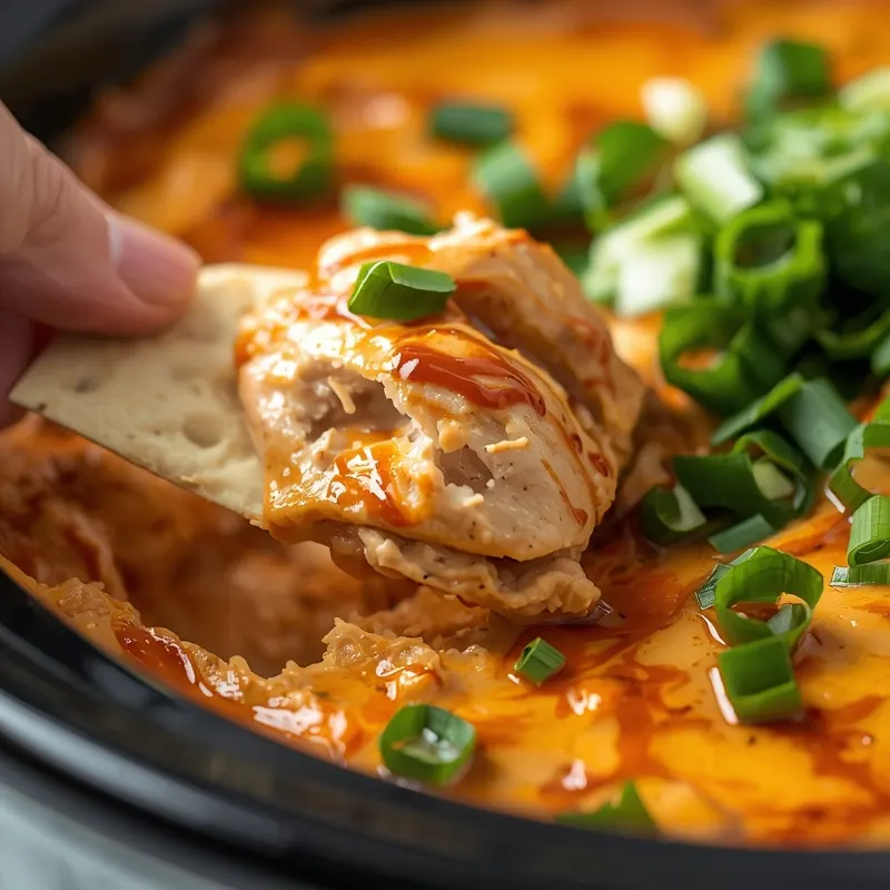 Crockpot Buffalo Chicken Dip with Cream Cheese and Hot Sauce