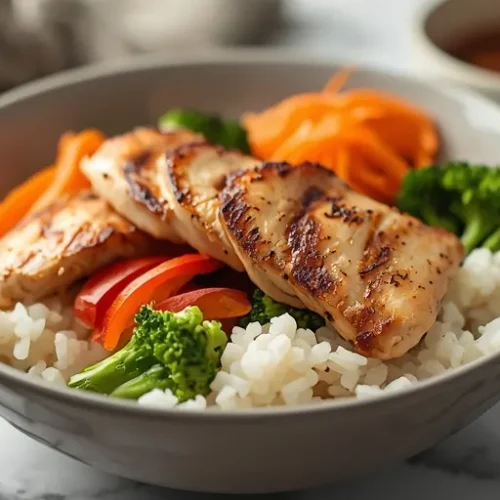 chicken rice bowl spring dinner ideas recipe