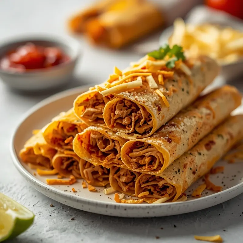 Air Fryer Chicken Taquitos with Crispy Tortillas Air Fryer Chicken Taquitos with Crispy Tortillas