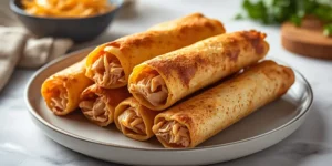 Crispy Chicken Taquitos with Shredded Chicken and Cheese