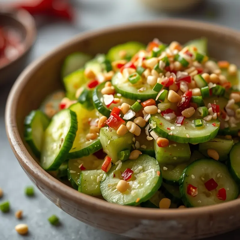 Chinese Smashed Cucumber Salad with Garlic and Chili Oil