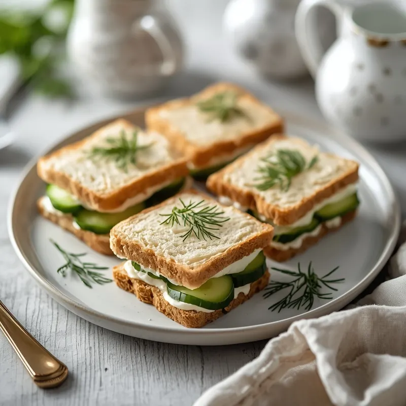 Cucumber Tea Sandwiches with Cream Cheese Spread
