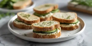 English Cucumber Sandwiches with Cream Cheese and Dill