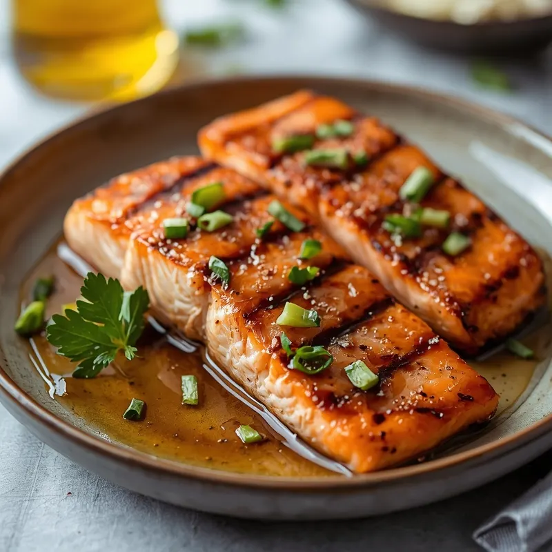 Grilled Honey Garlic Salmon with BBQ Glaze Grilled Honey Garlic Salmon with BBQ Glaze