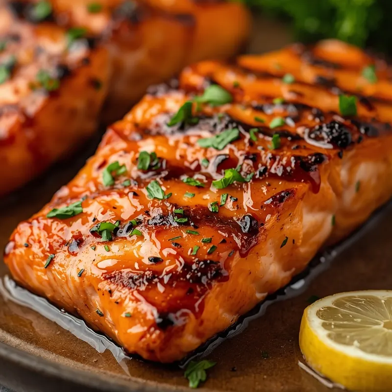 Grilled Honey Garlic Salmon with BBQ Glaze Grilled Honey Garlic Salmon with BBQ Glaze