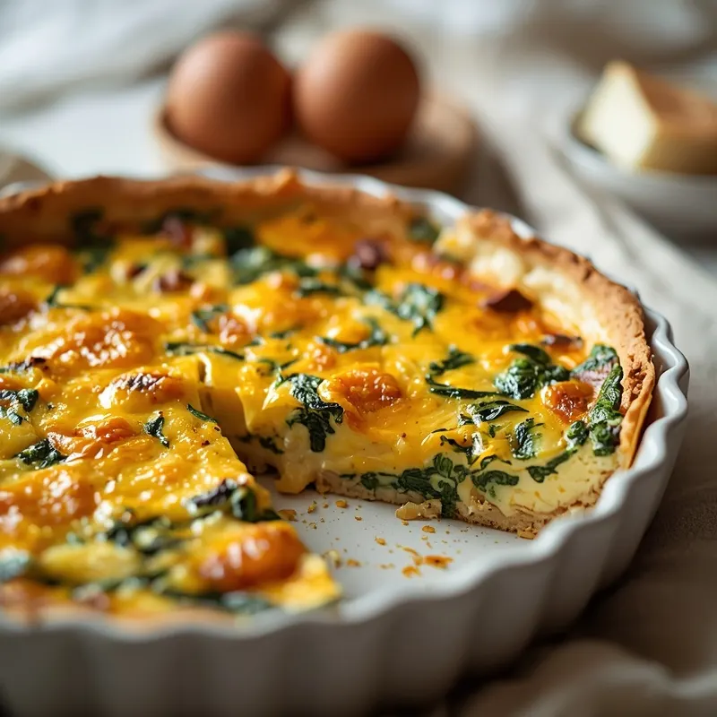 Keto Crustless Spinach Quiche with Cream Cheese