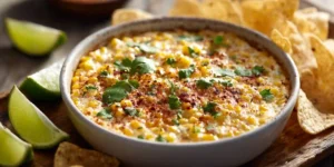Hot Mexican Street Corn Dip with Cream Cheese and Chili