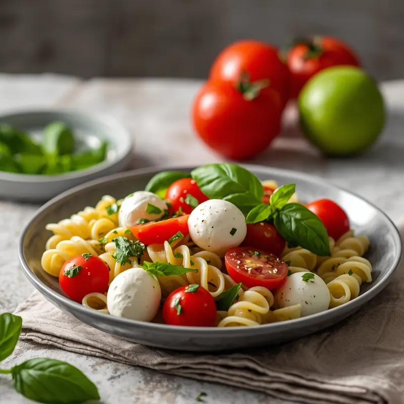 Pesto Caprese Pasta Salad with Fresh Basil and Tomatoes Pesto Caprese Pasta Salad with Fresh Basil and Tomatoes