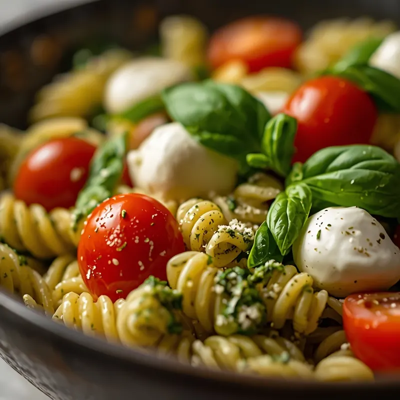 Pesto Caprese Pasta Salad with Fresh Basil and Tomatoes Pesto Caprese Pasta Salad with Fresh Basil and Tomatoes