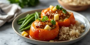 Teriyaki Pineapple Stuffed Peppers Dinner