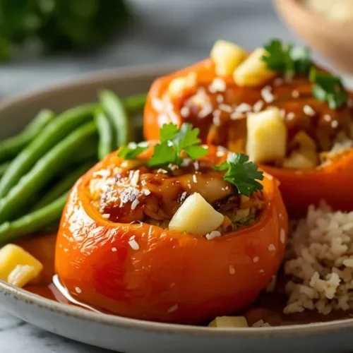 teriyaki pineapple chicken stuffed peppers dinner recipe