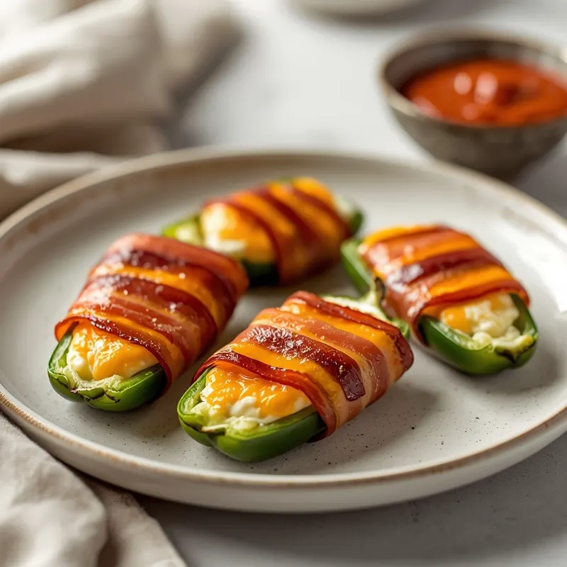 Turkey Bacon Wrapped Jalapeño Poppers with Cream Cheese Filling Turkey Bacon Wrapped Jalapeño Poppers with Cream Cheese Filling